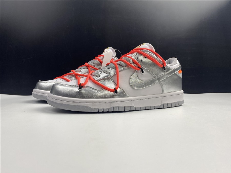 off white dunk low silver