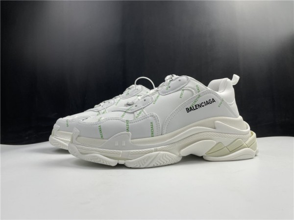 Balenciaga Allover Logo Triple S White/Fluorescent Green