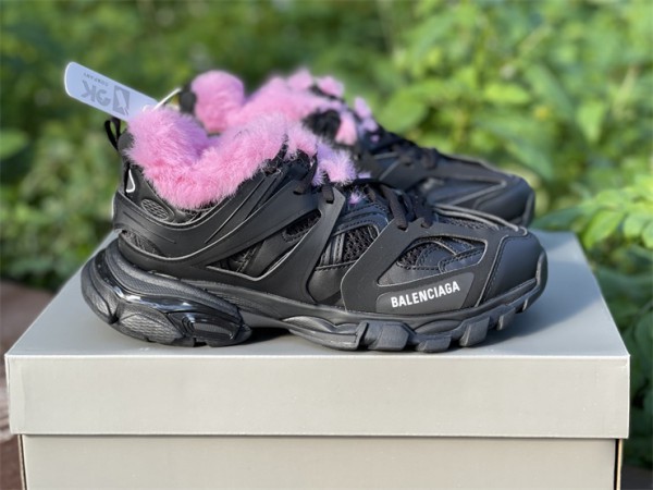 Balenciaga Track Sneaker Black with Pink Fur