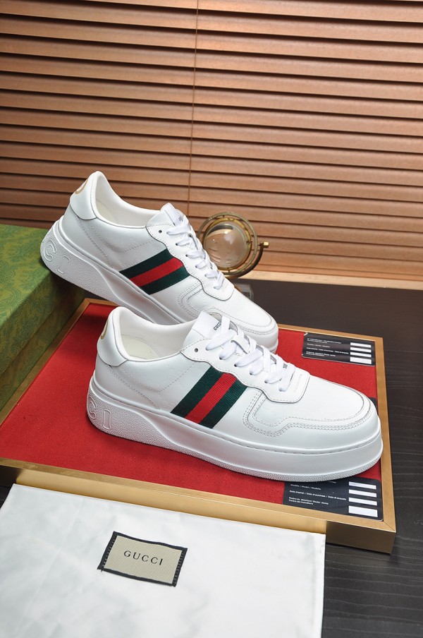 Gucci White With Web Sneakers