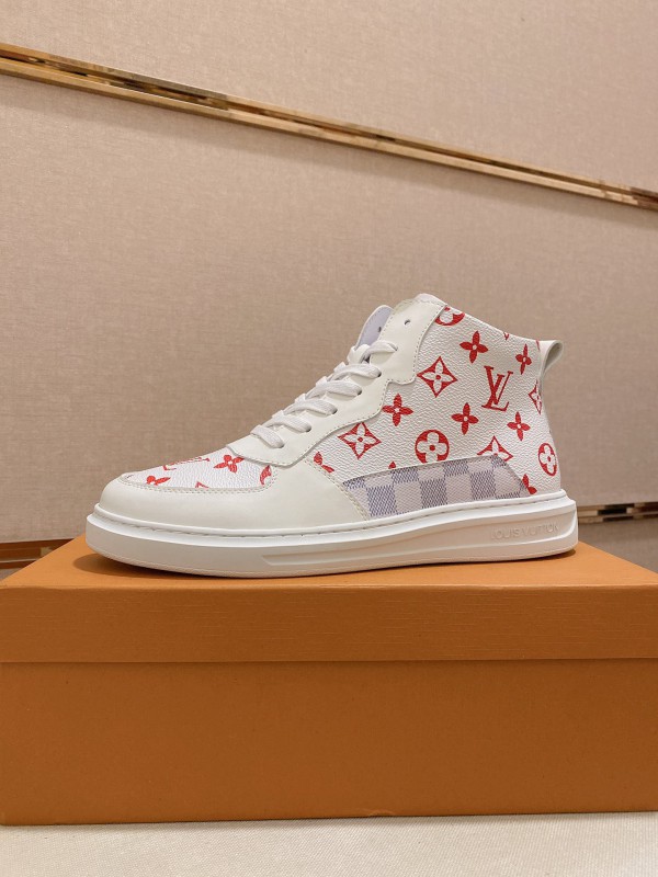 Louis Vuitton LV White And Red High Top Sneakers