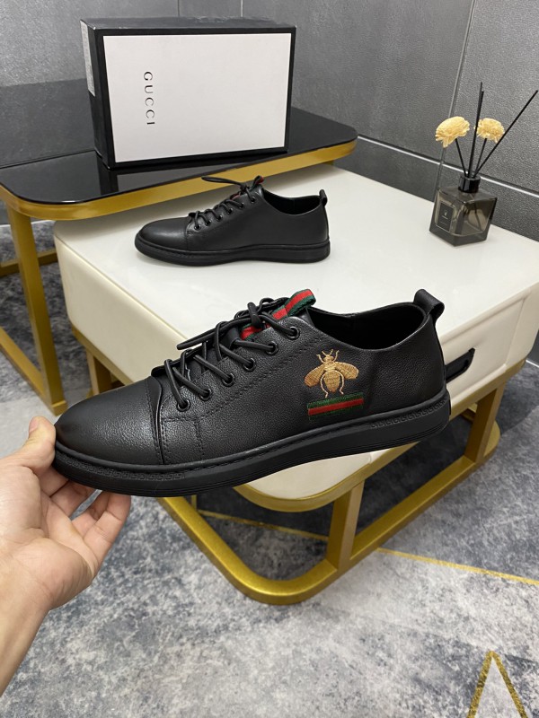 Gucci Yellow Bee Black Shoes