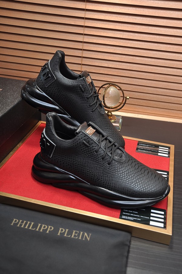 Philipp Plein Black Leather Sneakers