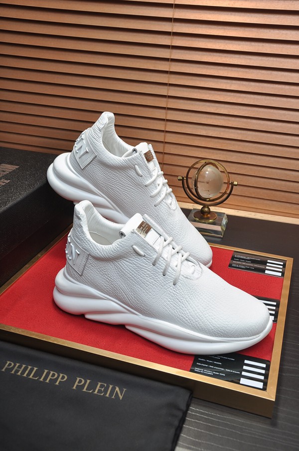 Philipp Plein White Leather Sneakers