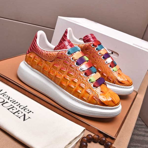 Alexander McQueen Orange Red Croc Oversized Sneaker