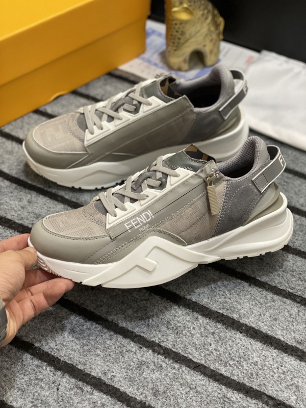 Fendi Flow Grey Fabric Trainers Sneakers