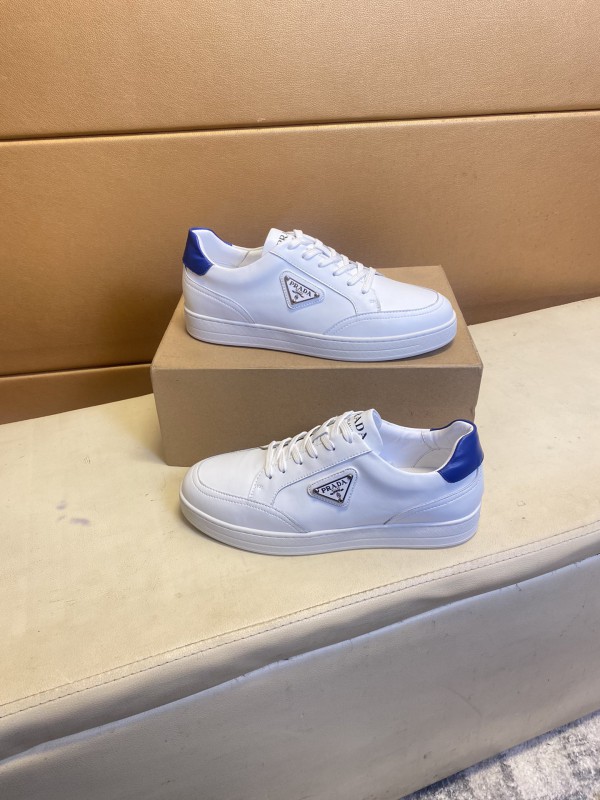 Prada Downtown brushed white leather sneakers