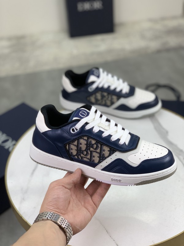 Dior B27 Low Dark Blue and White Gray Sneakers