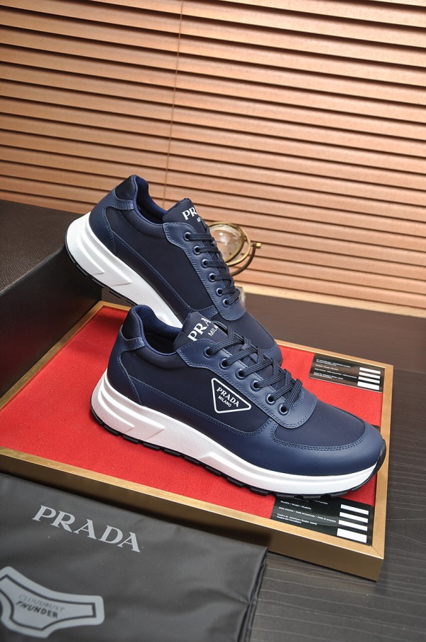 Prada Navy Lace Up Sneakers