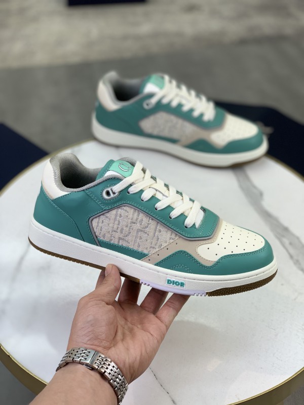Dior B27 Turquoise and Cream Smooth Calfskin and Cream Dior Oblique Jacquard Canvas