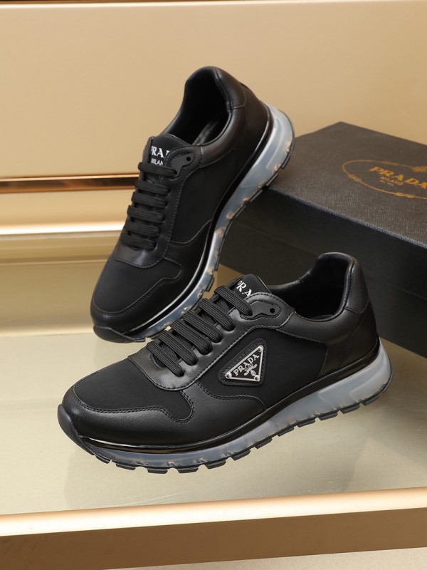 Prada logo leather sneakers