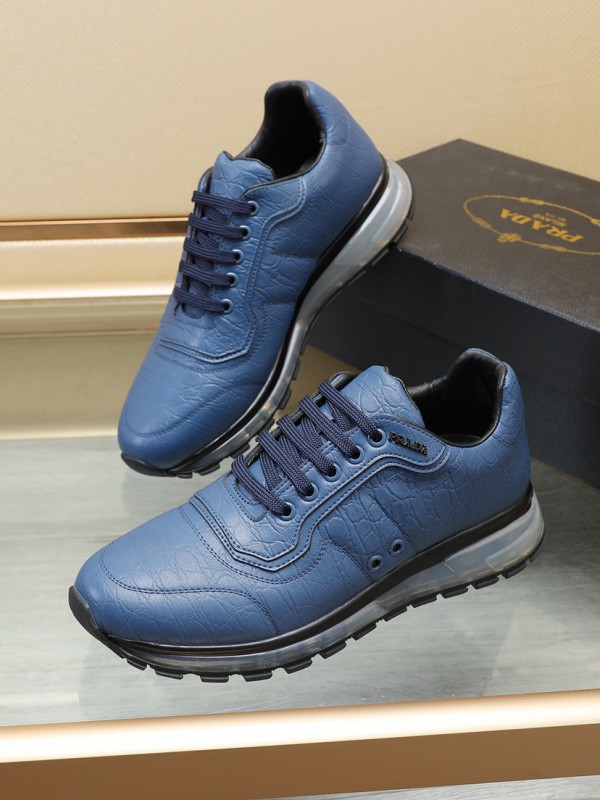Prada Blue Leather Sneakers