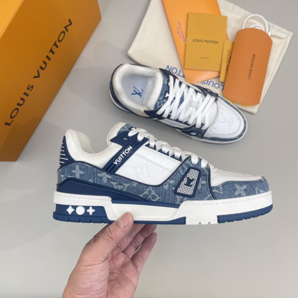 LV Trainer Sneaker Blue Denim Monogram