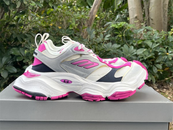 Balenciaga Cargo Trainers in pink and white microfiber and mesh