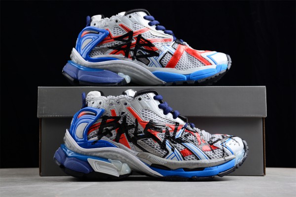 Balenciaga Runner Graffiti Trainers in Grey - Blue - Red BGRN-007