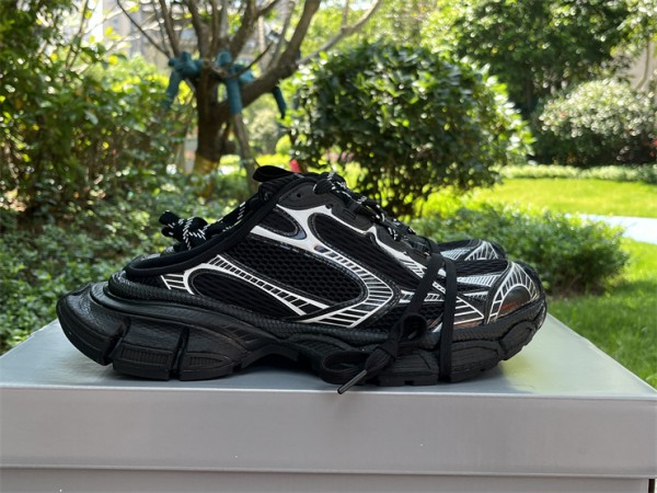 Balenciaga's 3XL Mules Sneaker in light sliver, black mesh and polyurethane