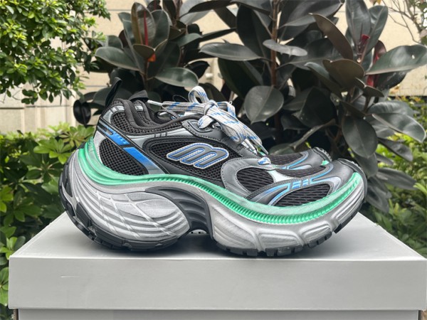 Balenciaga 10XL Sneaker in black, grey, blue and green mesh, TPU and rubber