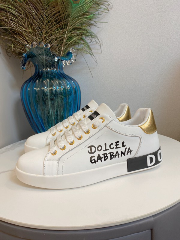 Dolce & Gabbana Metallic Calfskin Nappa Portofino Sneakers