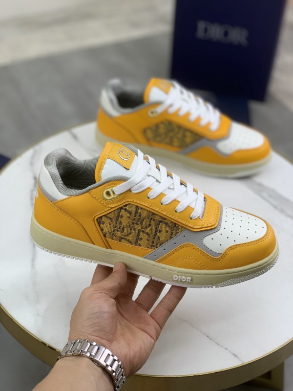 Dior B27 Gold Tone Oblique Jacquard Sneakers