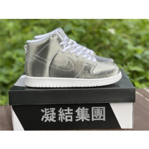 CLOT x Nike Dunk High Metallic Silver