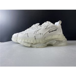 Balenciaga Allover Logo Triple S Clear Sole White