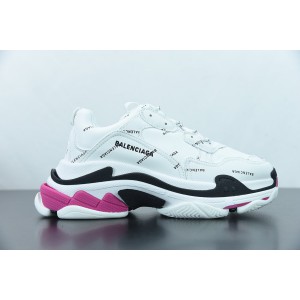 Balenciaga Allover Logo Triple S Sneaker White/Black/Pink