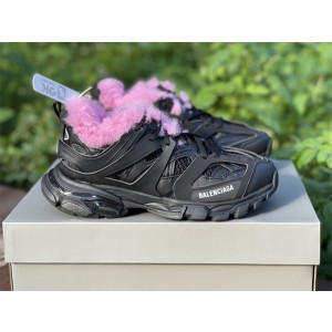 Balenciaga Track Sneaker Black with Pink Fur