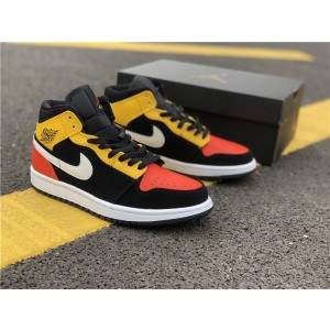 Air Jordan 1 Mid Black Amarillo Orange