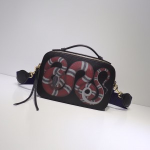 Gucci Snake Print Leather Top Handle Small Bag