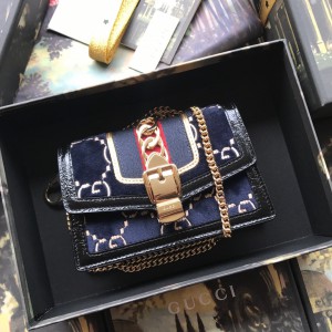 Gucci Sylvie Web Leather Mini Chain Bag