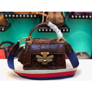 Gucci Queen Margaret Snake Print Top Handle Bag