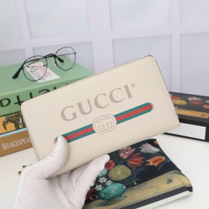 Gucci Print Leather Zip Around Wallet