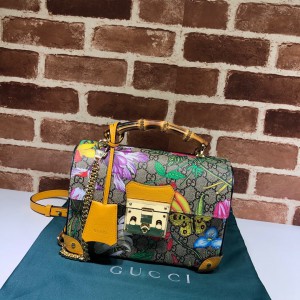 Gucci Padlock GG small bamboo shoulder bag