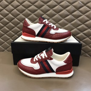 Gucci Dark Red White With Web Shoes