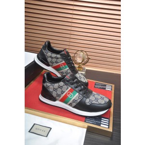 Gucci Grey Black GG Logo Web Shoes