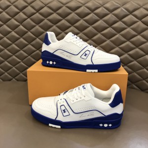 Louis Vuitton Trainer White Blue Signature Shoes