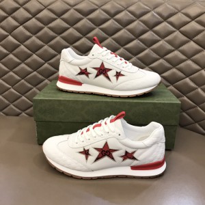Gucci Logo Stars White Red Shoes