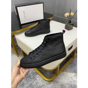 Gucci Leather High Top Black Sneakers