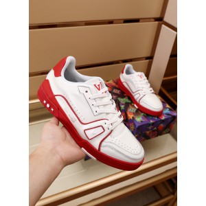 Louis Vuitton LV Trainer sneaker in white and red