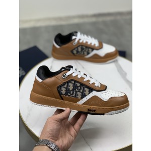 Dior B27 Low Coffee Cream Black Oblique Jacquard Sneakers