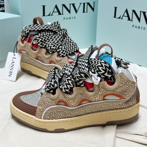 Lanvin Beige Crystal Curb Sneakers