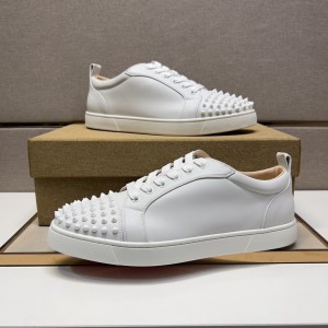 Christian Louboutin Louis Junior Spikes White Sneakers