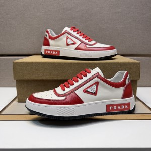 Prada White/Red Downtown low-top sneakers