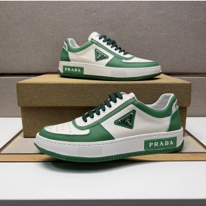 Prada White/Green Downtown low-top sneakers