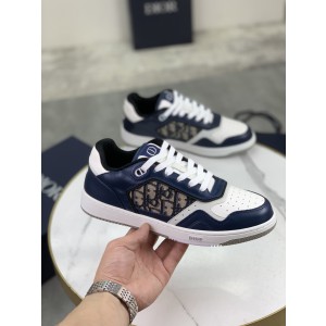 Dior B27 Low Dark Blue and White Gray Sneakers