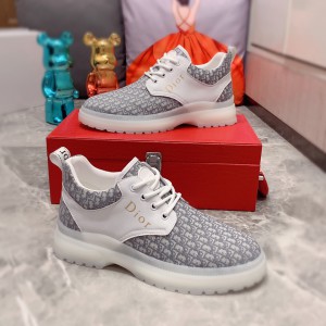 Dior Grey Logo White Shoes