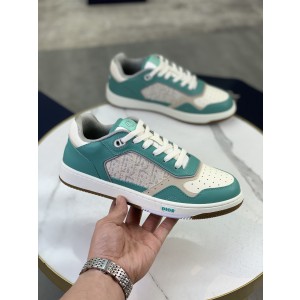 Dior B27 Turquoise and Cream Smooth Calfskin and Cream Dior Oblique Jacquard Canvas