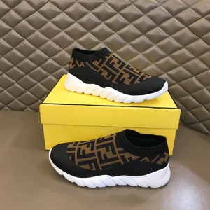 Fendi Black Ff Motif Sock Sneakers