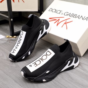 Dolce & Gabbana Stretch Mesh Sorrento Black Sneakers With Logo