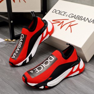 Dolce & Gabbana Stretch Mesh Sorrento Red Sneakers With Logo